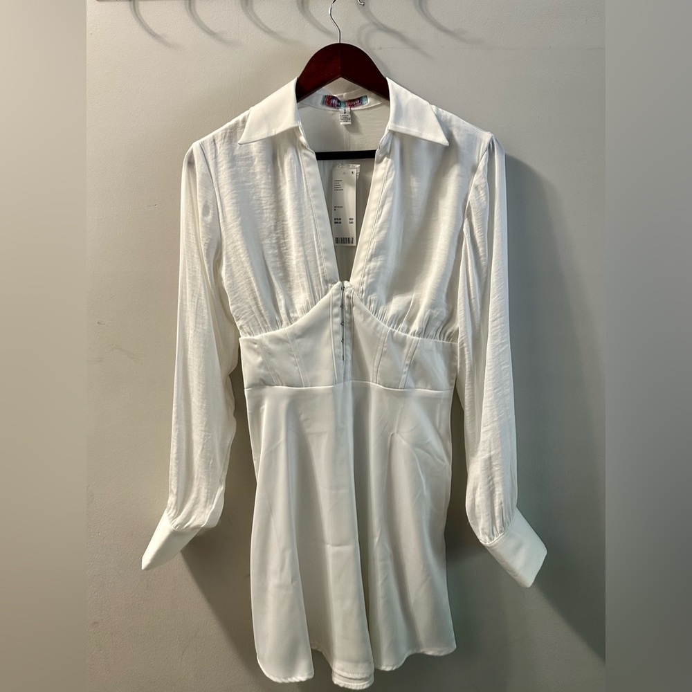 Urban Outfitters white v-neck corseted shirt dress